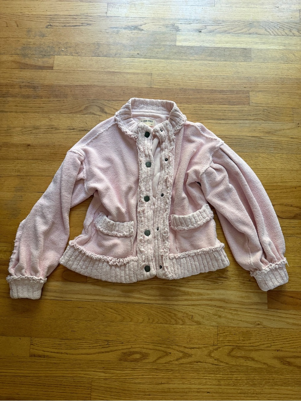 We The Free (free people) heavy weight pink cardigan